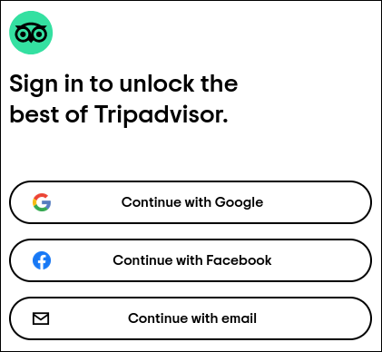  Tripadvisor предлагает зайти с помощью Facebook